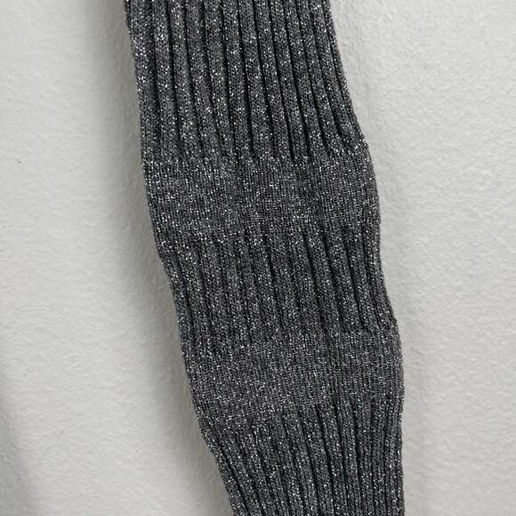 Veronica Beard Esmeralda Metallic Sweater Silver V-Neck Ribbed Knit Peplum Gray - Picture 11 of 16